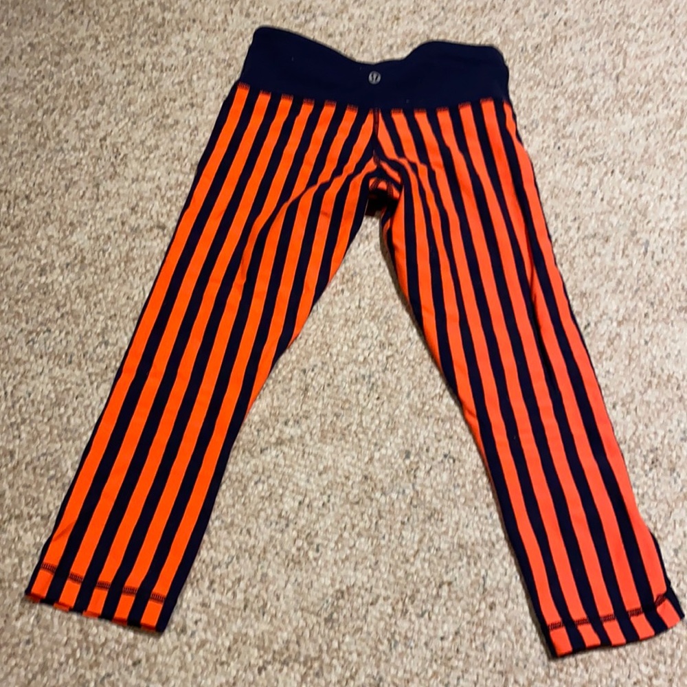 Lululemon Orange/Navy Striped Crops Size 4